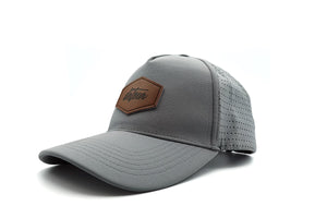 Gray Leather Patch Snapback Hat