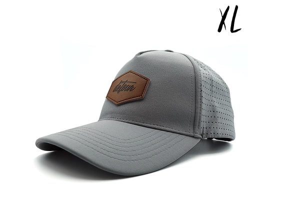 XL Gray Leather Patch Snapback Hat