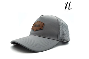 XL Gray Leather Patch Snapback Hat
