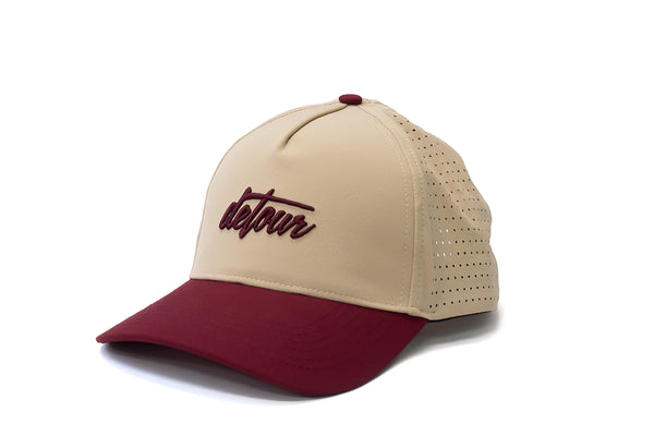 Burgundy & Tan Snapback Hat
