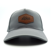 XL Gray Leather Patch Snapback Hat